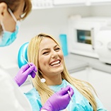 Woman at dentist for cosmetic dentistry