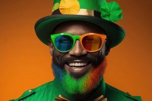 a man smiling and celebrating St. Patrick’s Day